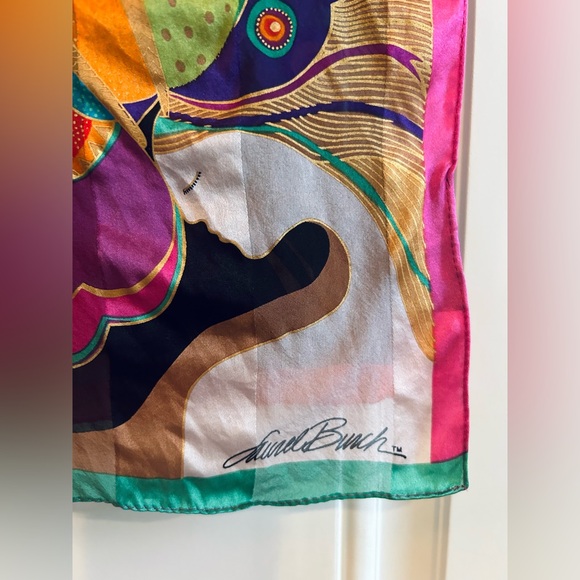 Vintage Laurel Burch 100% Silk Scarf Multicolor Butterfly Long Designer Wrap - Picture 6 of 16